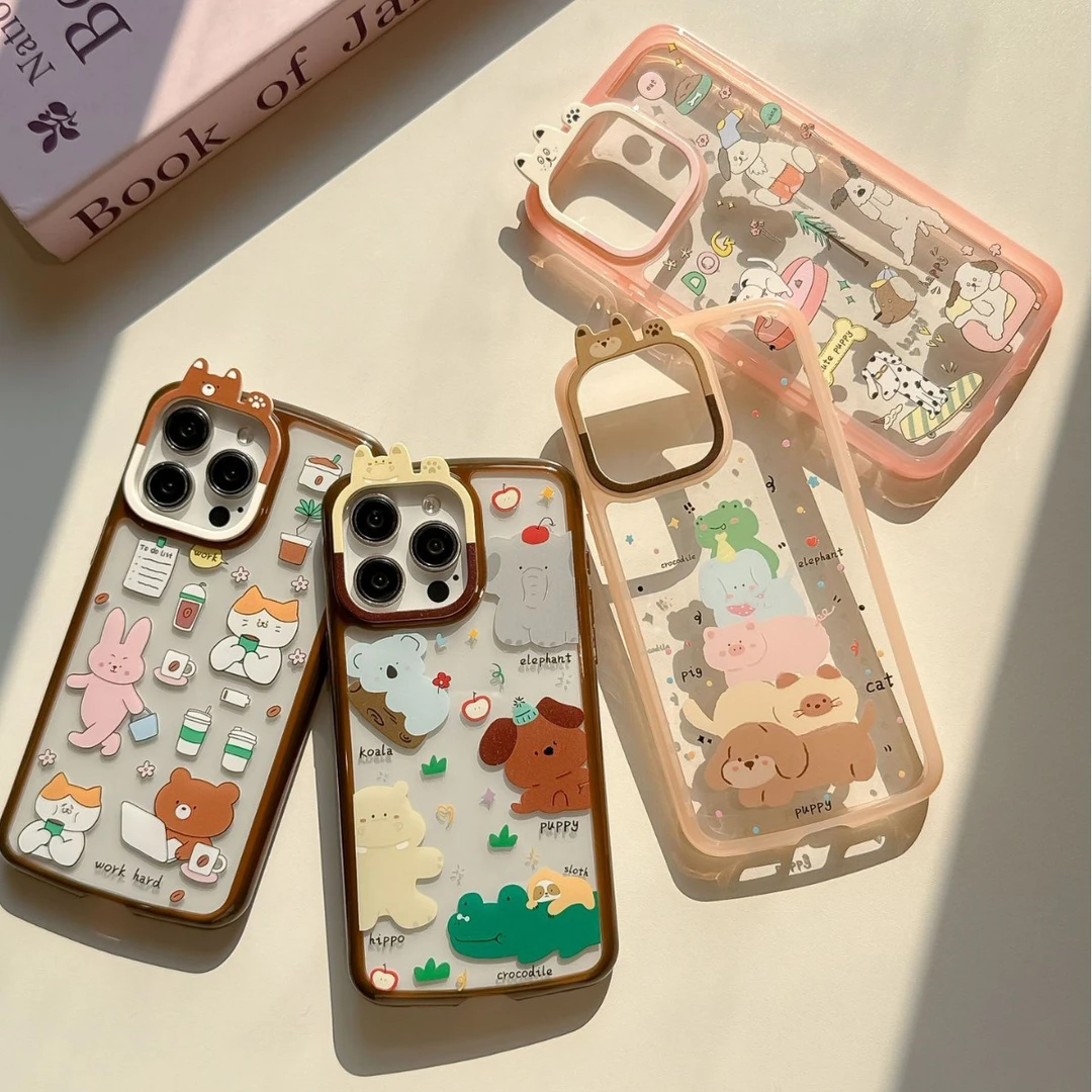 潮牌氧气狗新款奶芙壳开心动物系列适用苹果iPhone16promax手机壳