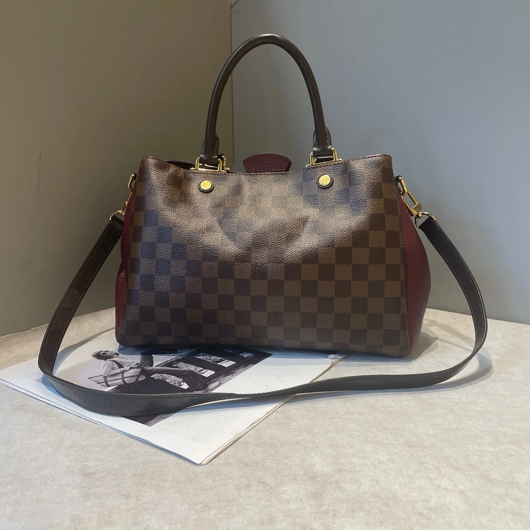 95新 LouisVuitton/路易威登 Brittany棋盘格拼色手提斜挎包30*20