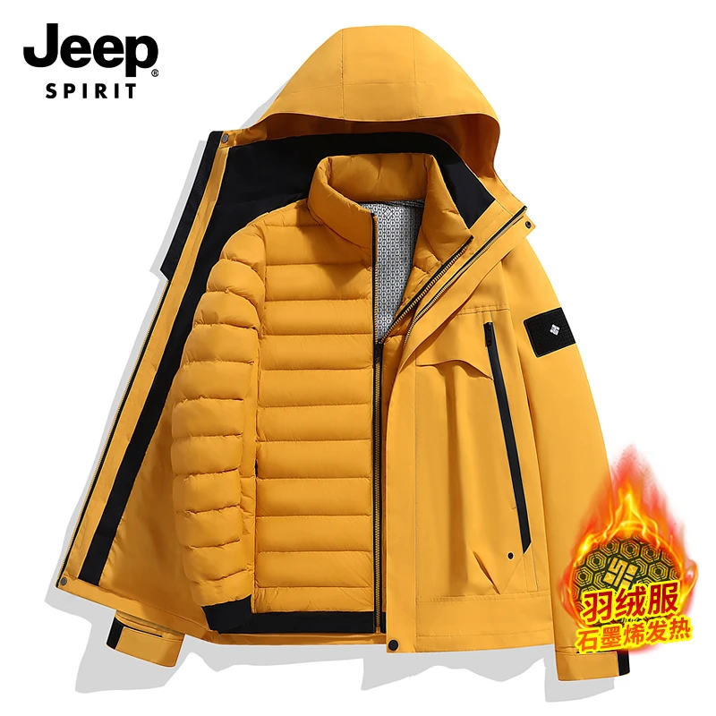 JEEP SPIRIT吉普2025冬季新款三合一羽绒内胆冲锋衣男女同款外套