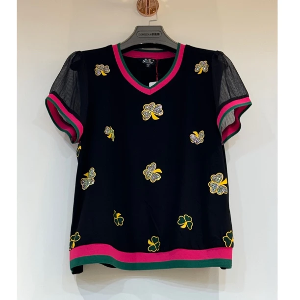 蒂薇娅【君蒂南韩小衫系列】夏装新品幸运草系列3787