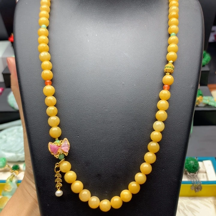 翡翠未镶嵌颈饰黄翡项链