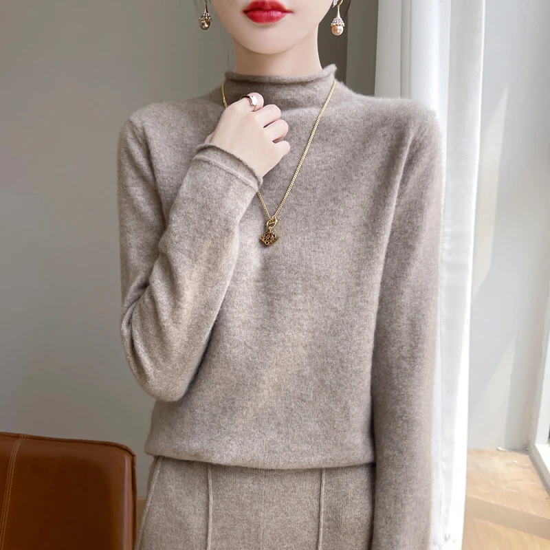 【断码毛衫】100%纯羊毛衫女卷边半高领秋冬新针织打底衫羊绒衫毛衣