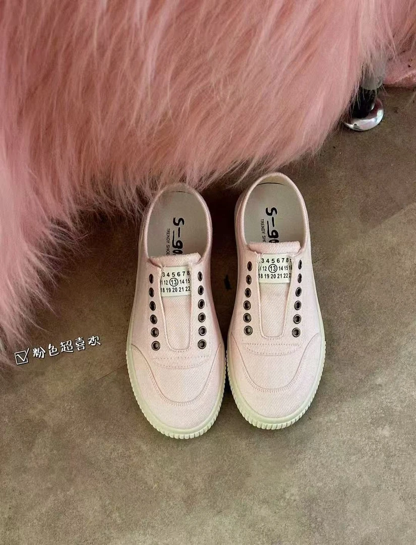 【Sg 家15019】欧洲站低帮日系圆头一脚蹬复古百搭休闲懒人鞋