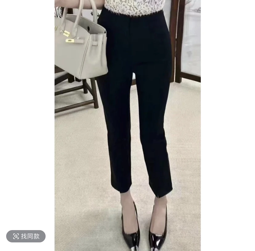 《传奇美腿裤》JING春款58065直筒休闲裤女装瘦九分裤高腰气质西裤