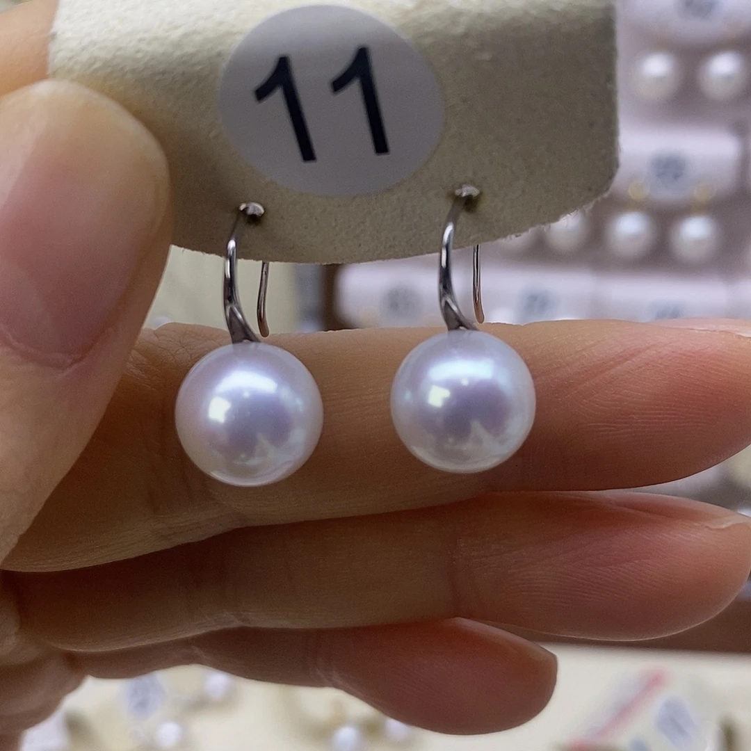 银S925镶嵌淡水珍珠耳饰