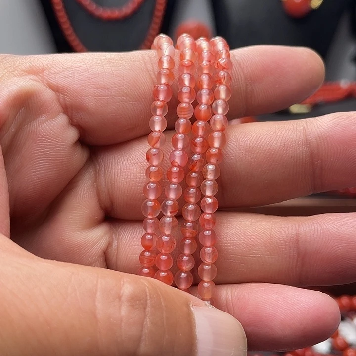 南红玛瑙银S925镶嵌多圈手串