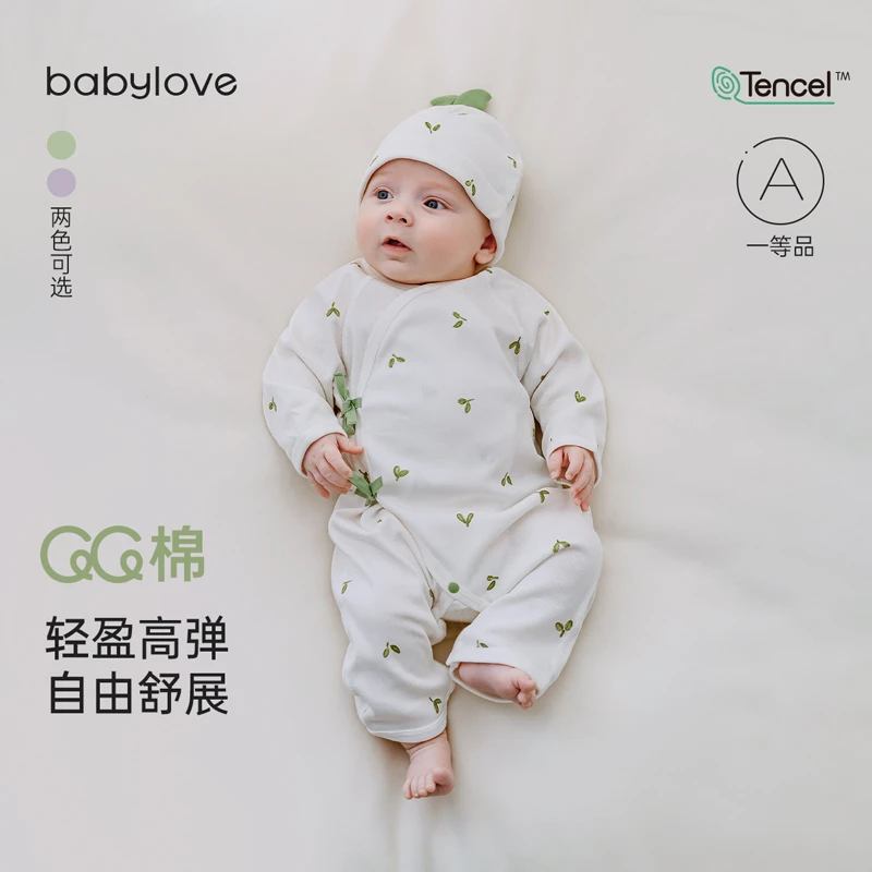 babylove婴儿连体衣夏季新生儿衣服初生宝宝和尚服0-6月哈衣爬服