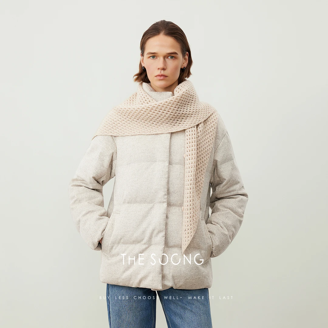 THESOONG|"天然原色羊毛三星95白鹅羽绒服保暖外套HWYRF7558