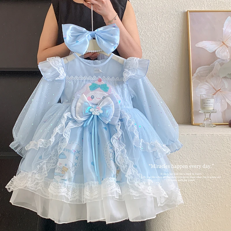 【本妈】”美乐蒂与大耳狗”女童泡泡袖洛丽塔网纱连衣裙86007 45