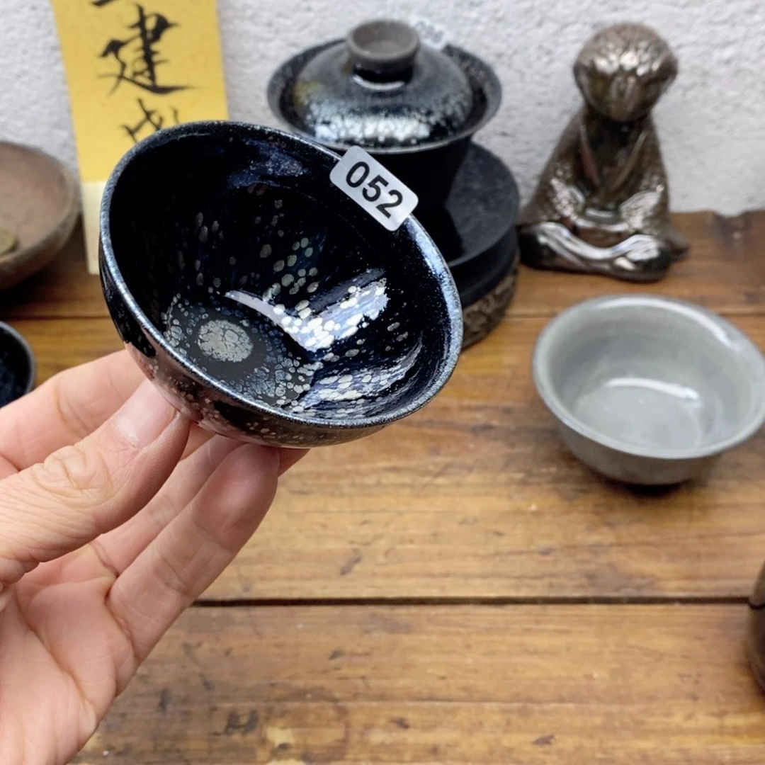 茶盏带**坑建盏主人杯漂亮052