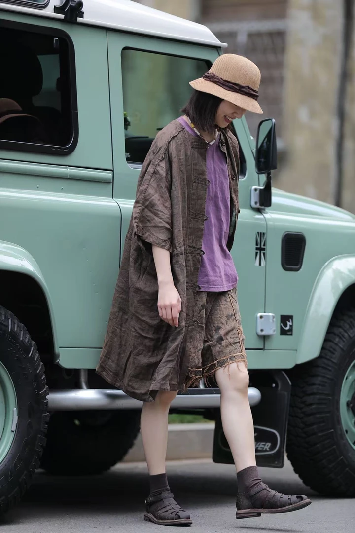 衣介分享 荼 系列  慢慢变蓝 复古 圆领 中袖 【外套】35017