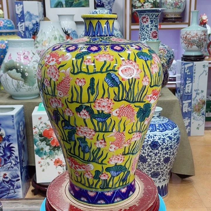 花瓶全手工釉下彩梅瓶