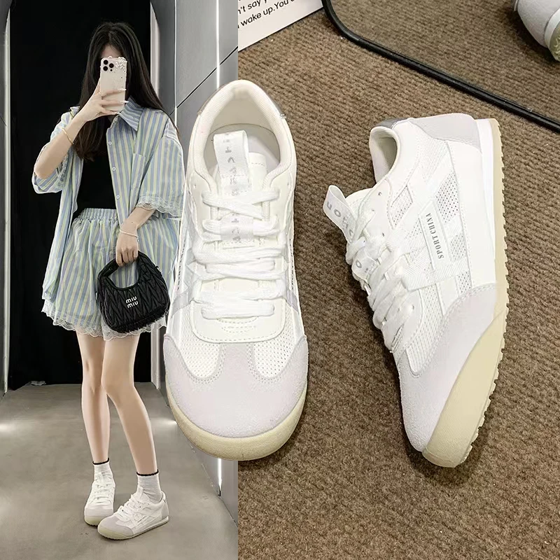 鞋子女款爆款2025新款透气休闲女德训鞋明星同款百搭薄款网鞋女