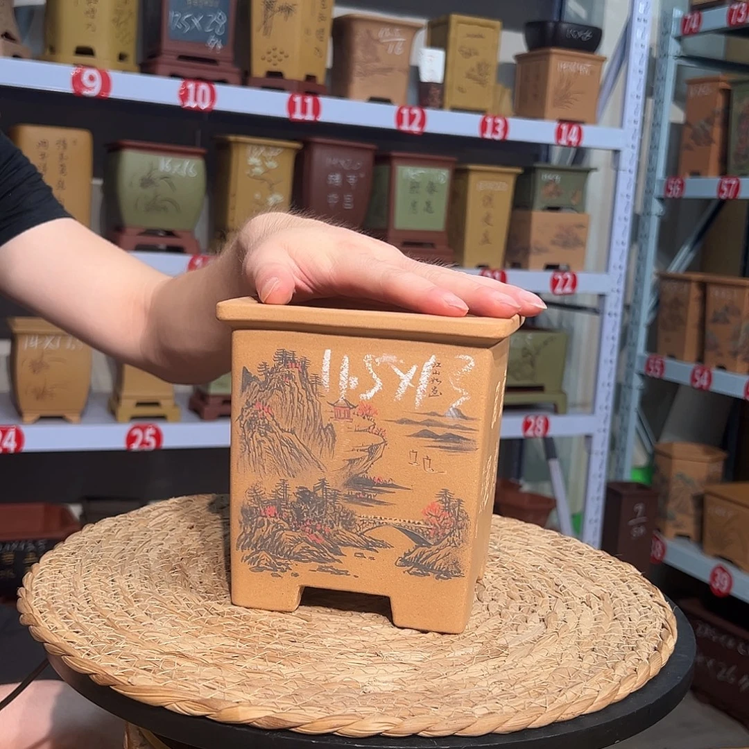 天心紫砂手工花盆