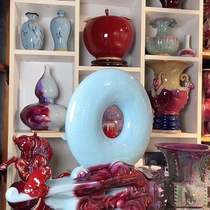 浪***漫瓷片钧瓷无双窑变无对