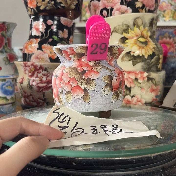 景德镇幸运花盆手绘韩式花盆