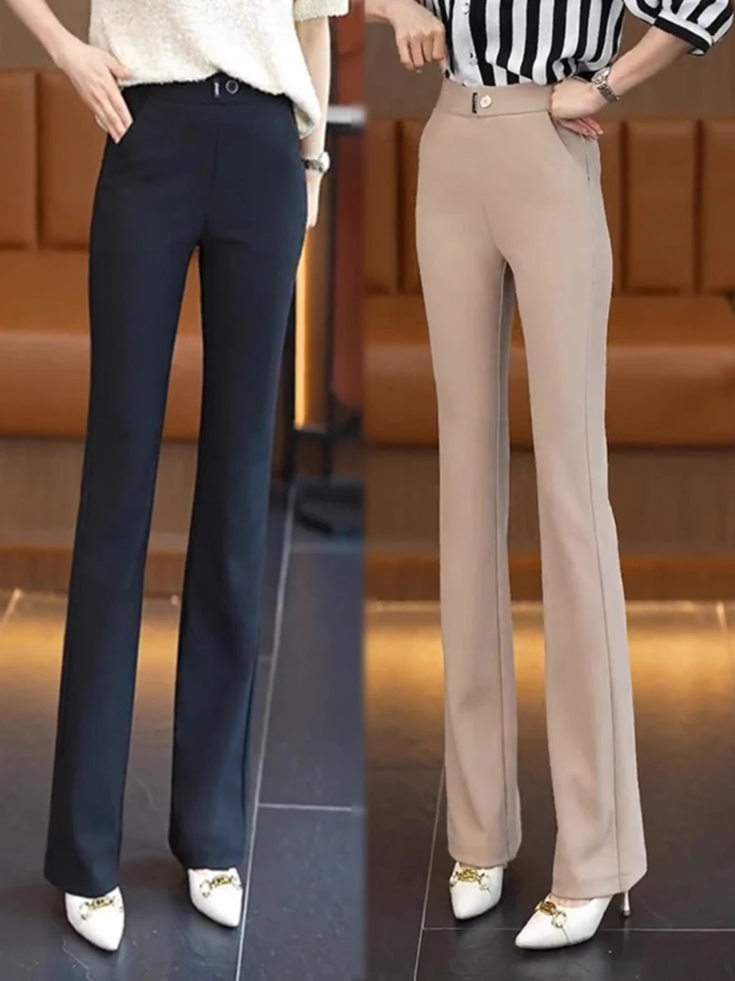 百搭弹力垂感直筒裤女2025春秋季新款黑色显瘦时尚休闲西装阔腿裤
