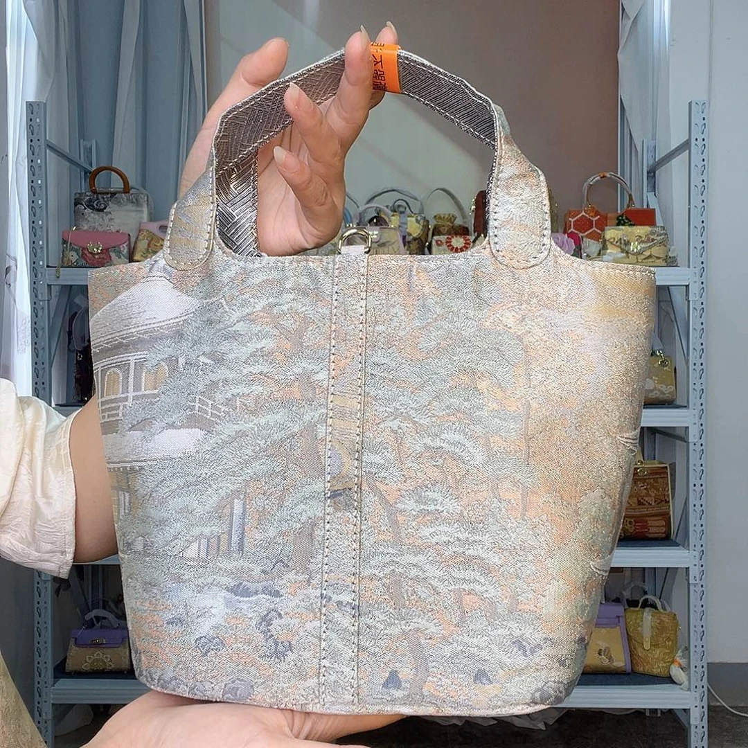织物桑蚕丝非遗唐锦纯布菜篮子