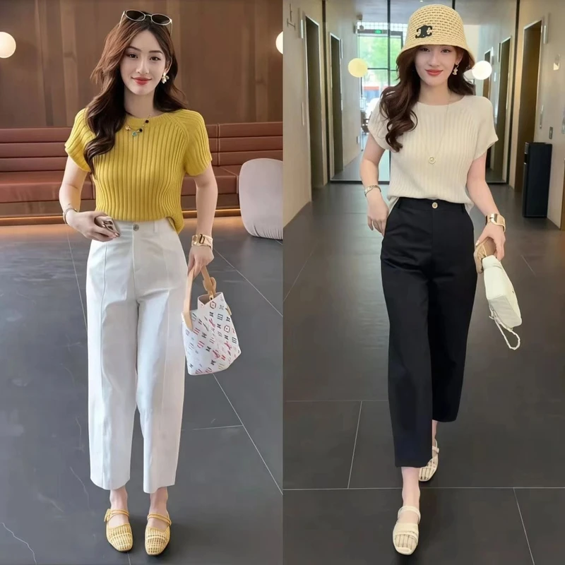 夏季一整套女装2025年新款韩版减龄时尚气质短袖上衣休闲裤两件套