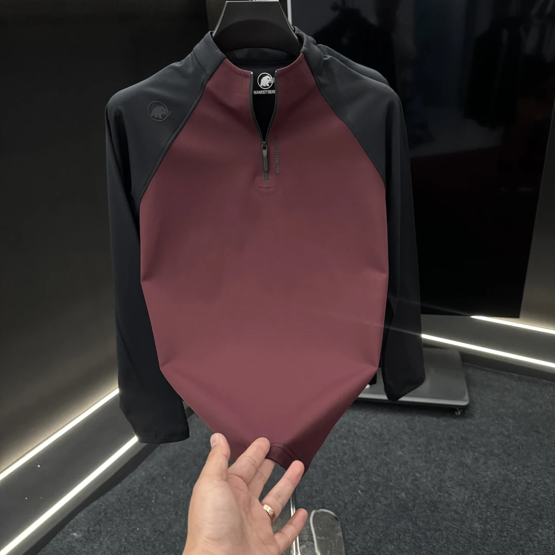 MAMOOTBERGE/猛犸伯格《加绒》长袖男士运动圆领半拉链男士9708