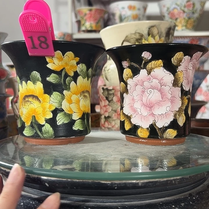 景德镇幸运花盆手绘韩式花盆