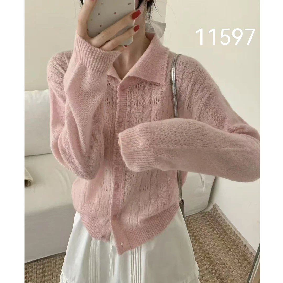 11597（部分无水洗唛，介意慎拍） WANGDAN新款翻领针织开衫