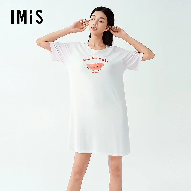爱美丽水果派对莫代尔圆领套头短袖睡裙IM44BYQ1
