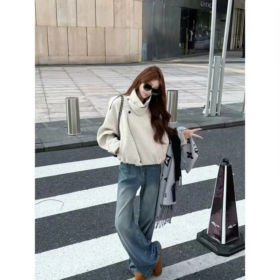 【缪斯外套】秋冬新款设计感立领毛呢外套短款小个子高级感外套女