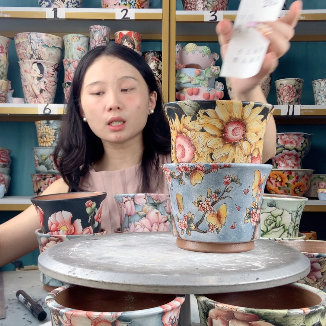 虫***虫景德镇手工花盆262
