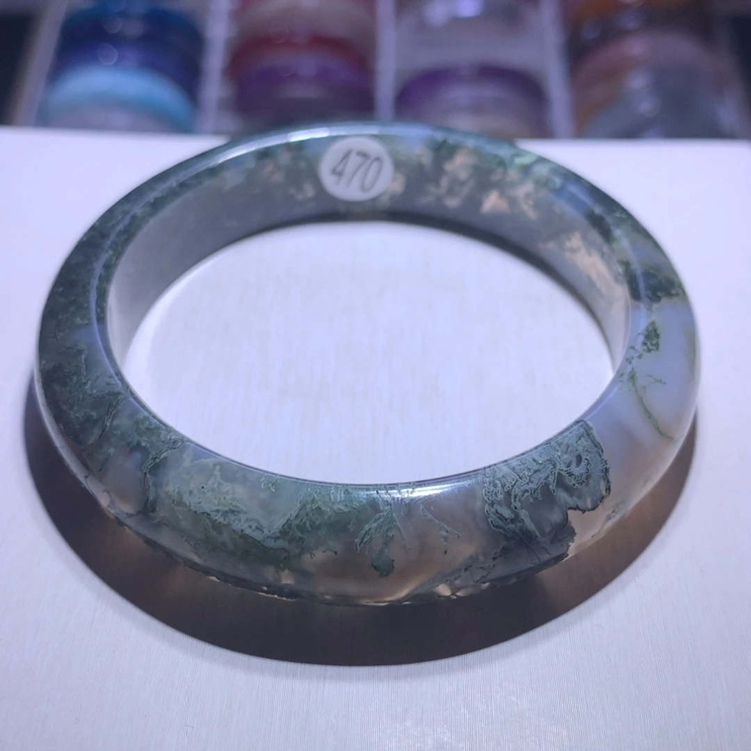 手镯水晶银S925镶嵌水草玛瑙60.3圈470