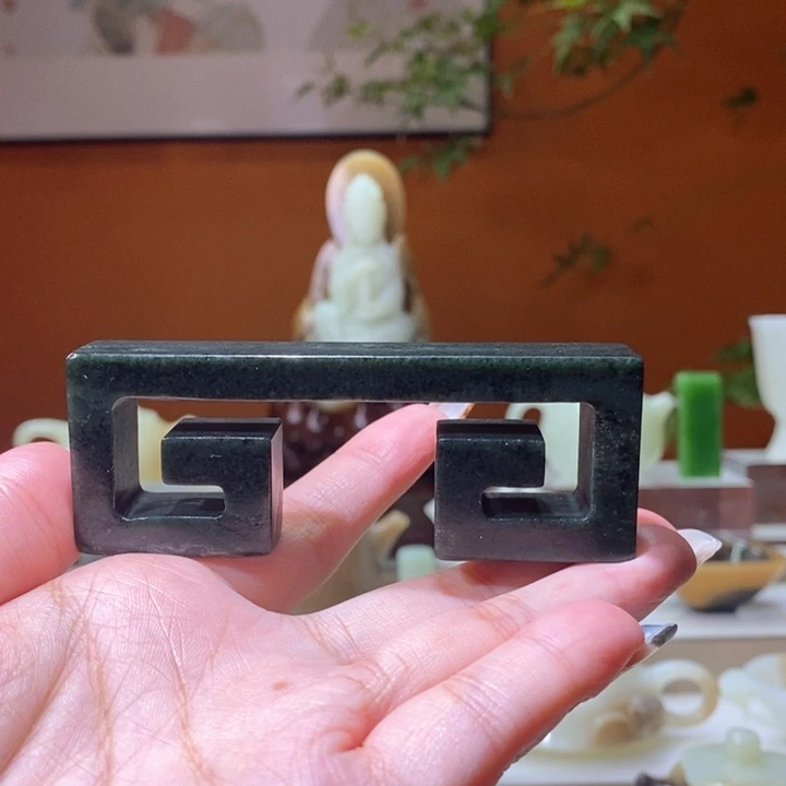 未镶嵌和田玉摆件青玉墨床