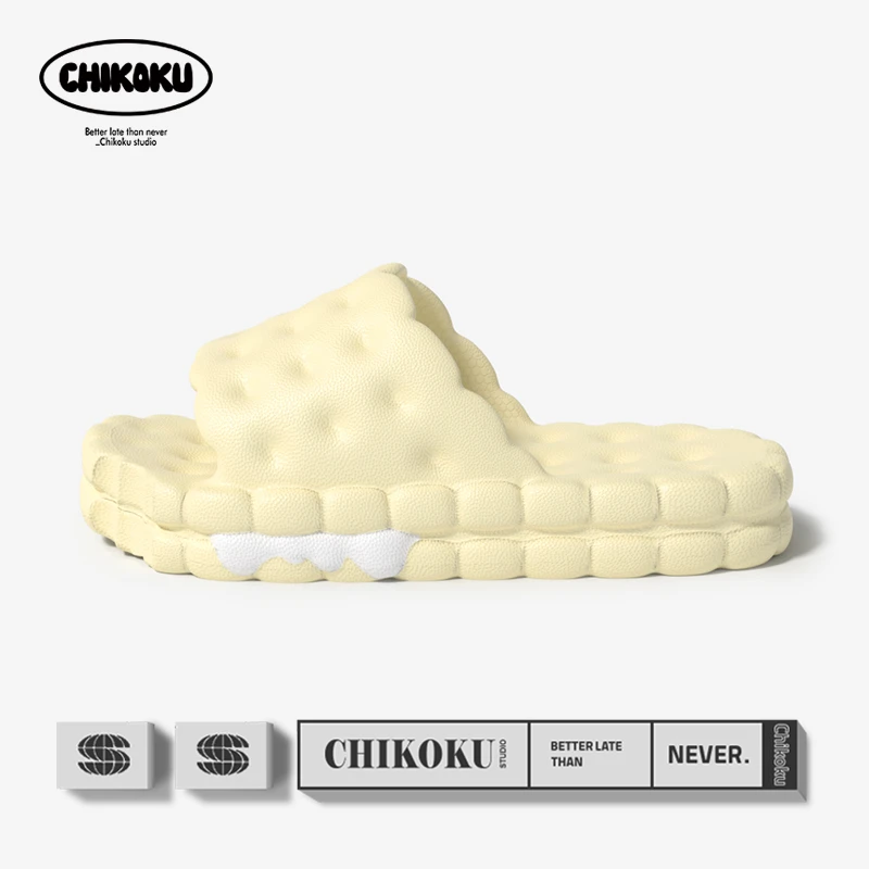 chikoku黄油小饼干凉拖鞋女夏室内防滑居家情侣凉拖浴室洗澡抑菌