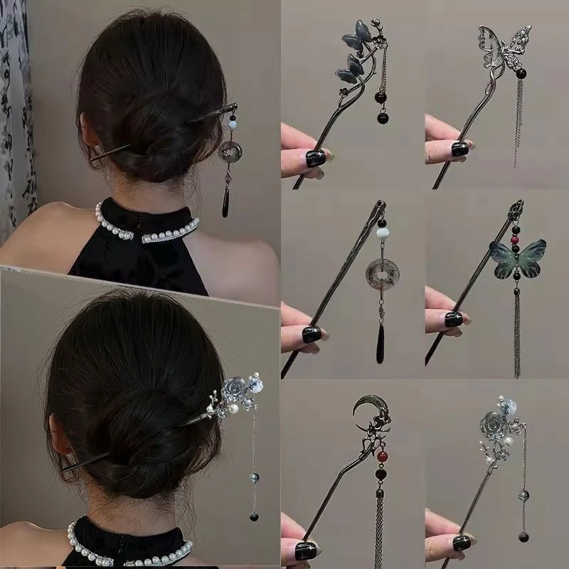 气质百搭新中式古风簪子简约超仙优雅大肠发圈网红