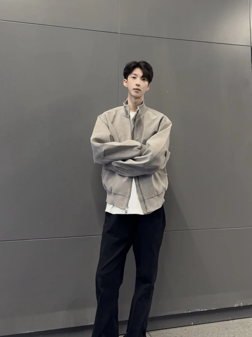 美式cleanfit立领皮衣外套潮流男女同款夹克-26183