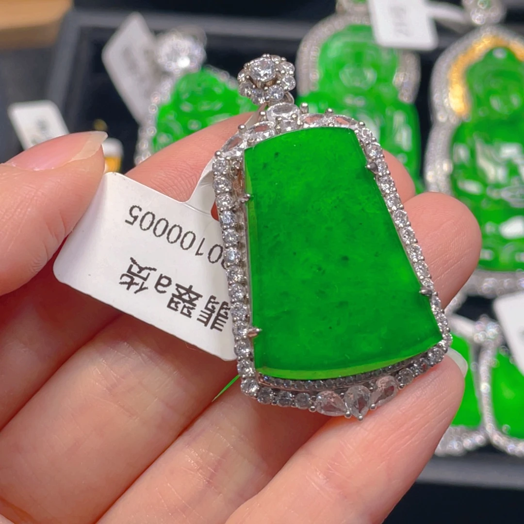 翡翠银S925镶嵌吊坠(不含链)