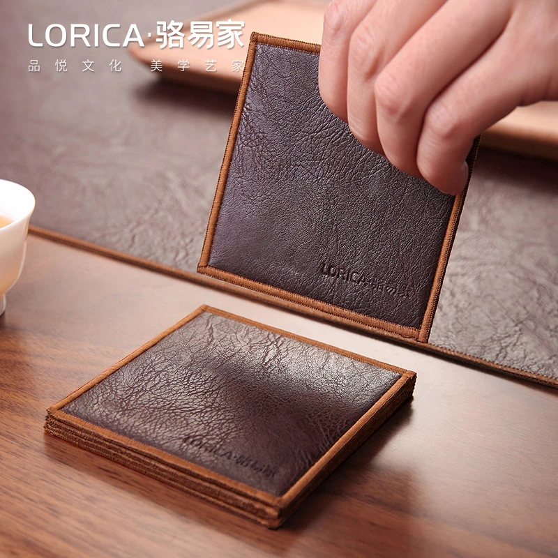 骆易家【陌野】皮革茶杯垫隔热垫餐桌垫防烫杯垫茶垫防滑茶桌垫布