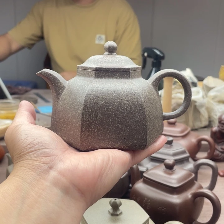 茶壶紫砂六方宫灯，手工泥（段泥）