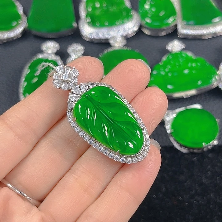 翡翠银S925镶嵌吊坠(不含链)