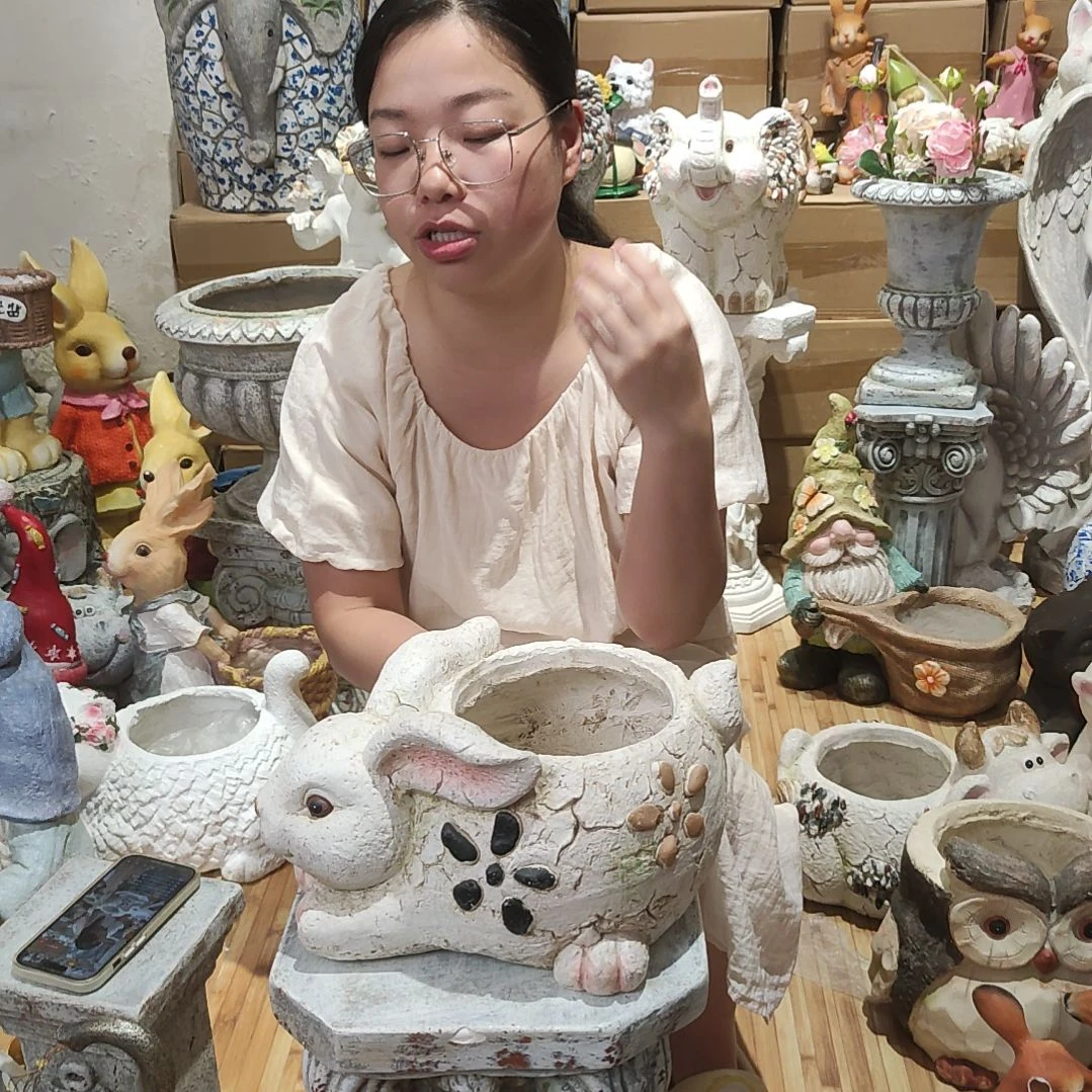 合成树脂氧化镁小白兔花盆