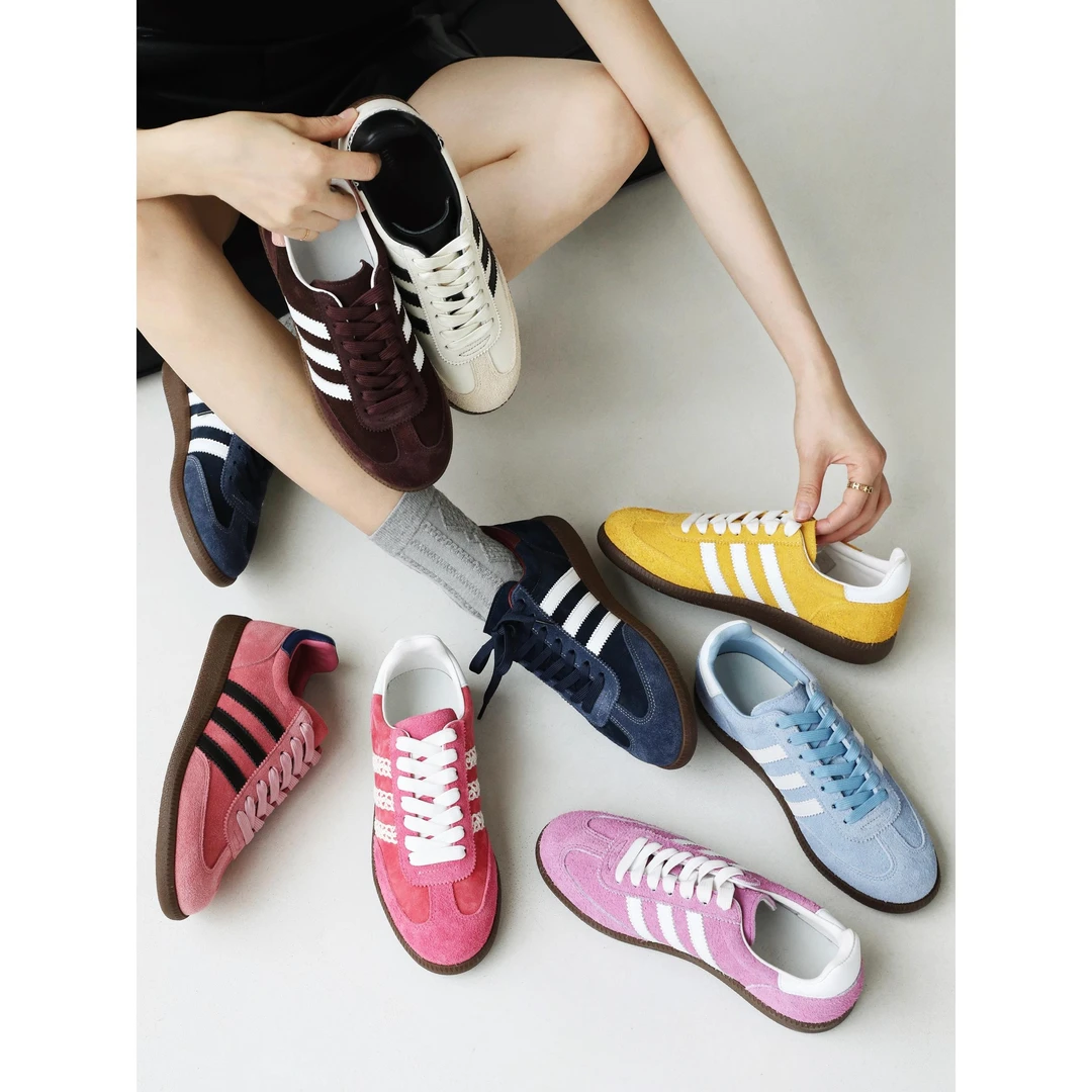 法国TOUCH MISS舒适复古德训鞋女拼色平底运动休闲板鞋春新款