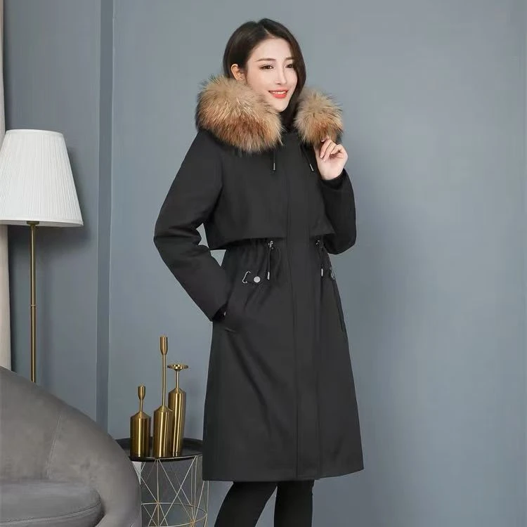 轻奢高级派克服女三合一冬季可拆卸内胆大毛领外套D009(4杆-5杆）