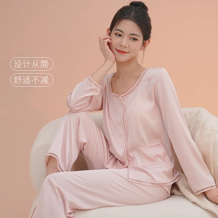 古今夏季衬衫领短裙短袖圆领成人睡衣透气女士舒适家居服001