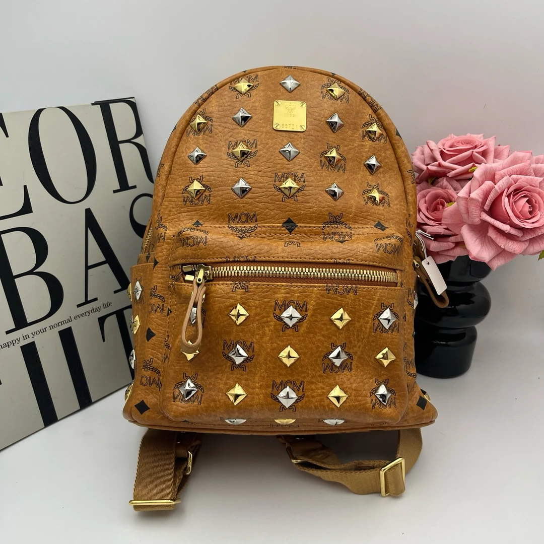 95新 MCM MCM/MCM  xy 9101 干邑色小号双肩包