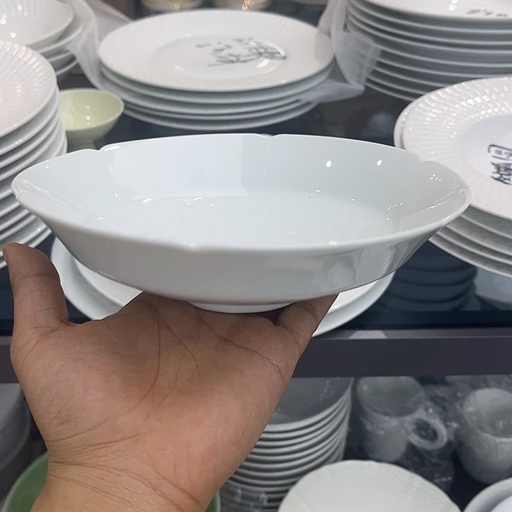 8寸白玉瓷葵口碗陶瓷