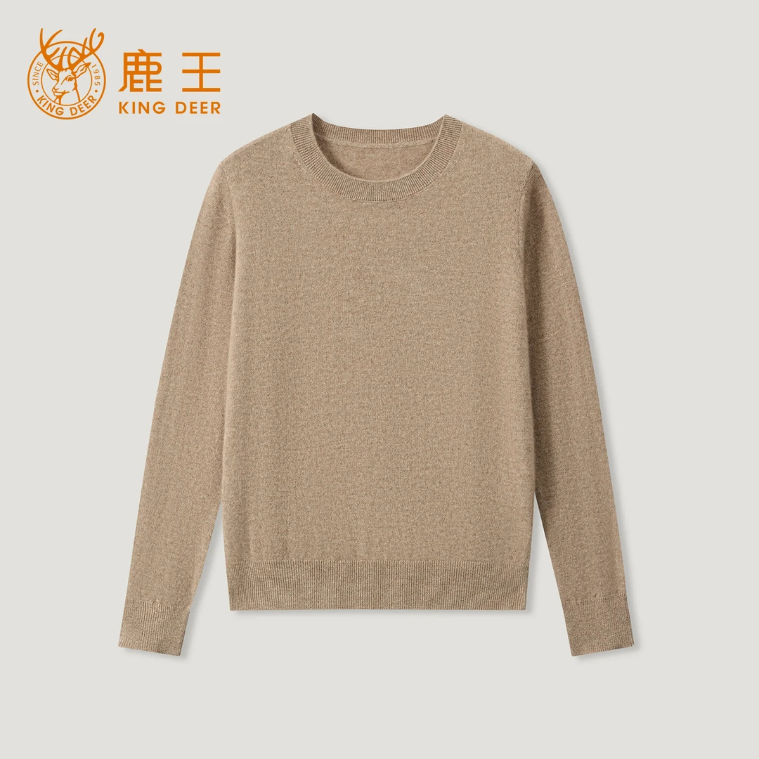 King Deer/鹿王新款女式时尚休闲百搭圆领羊绒衫L805578