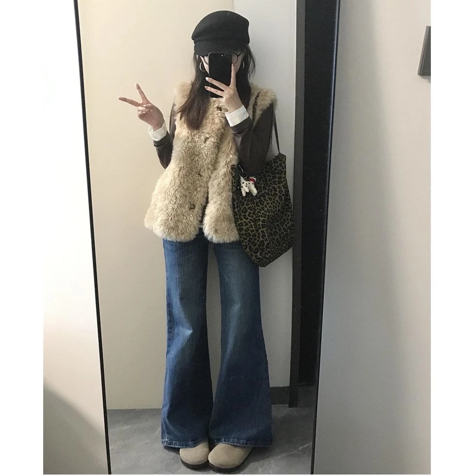 高个子加长微喇牛仔裤女秋冬新款低腰修身宽松休闲百搭慵懒拖地裤