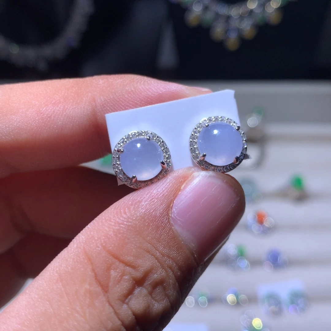 银S925镶嵌翡翠耳饰54
