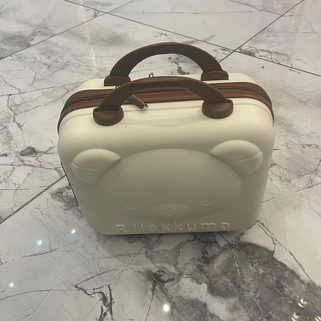 d小熊化化妆伴手便携迷你14寸手提箱女可挂行李箱白色时尚高颜值