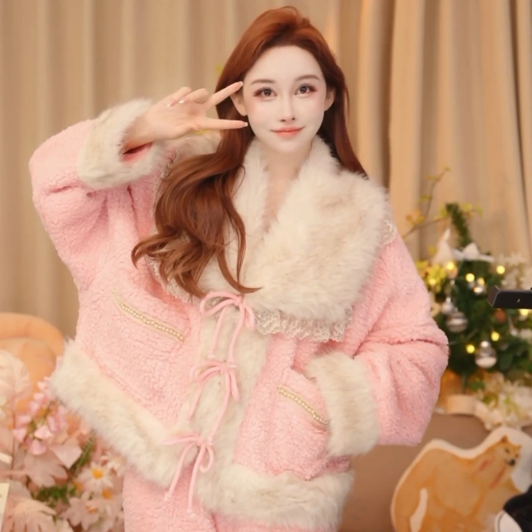 彭裳裳【粉装玉琢】冬装上新女士时尚保暖加厚睡衣可爱风百搭居家服