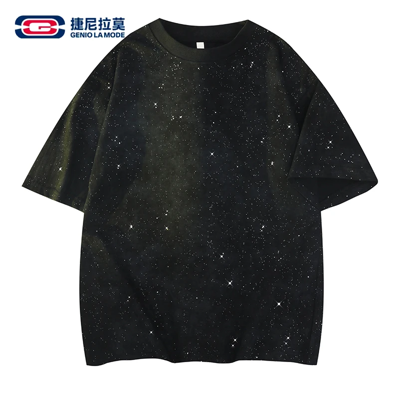 GENIO LAMODE纯棉重磅满天星短袖T恤男士2025夏季新款潮牌半袖